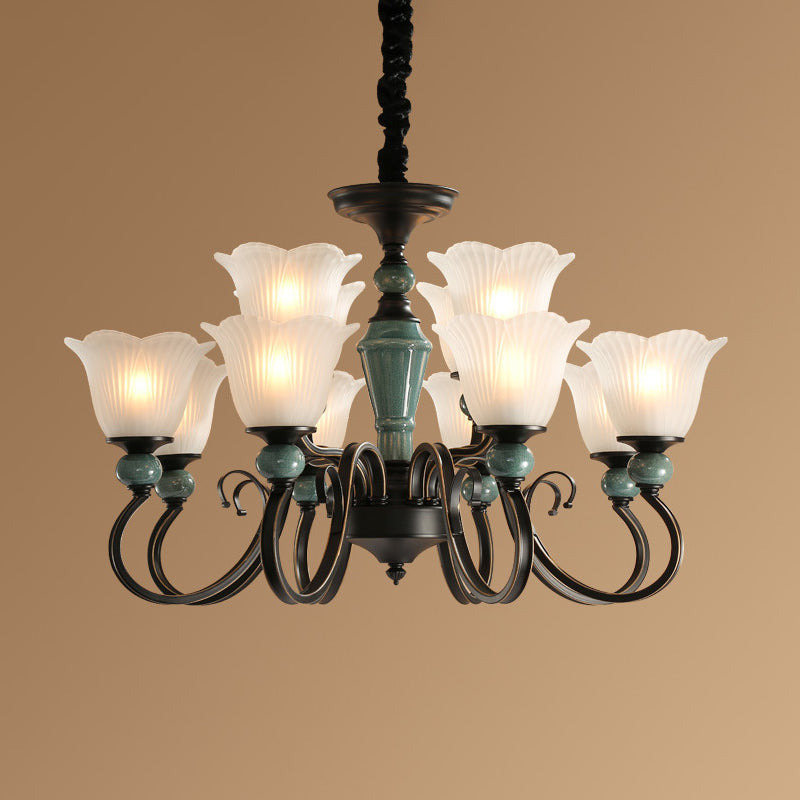 Farmhouse Blossom Up Chandelier 3/8/12 Heads Blackish Green - Rebooters