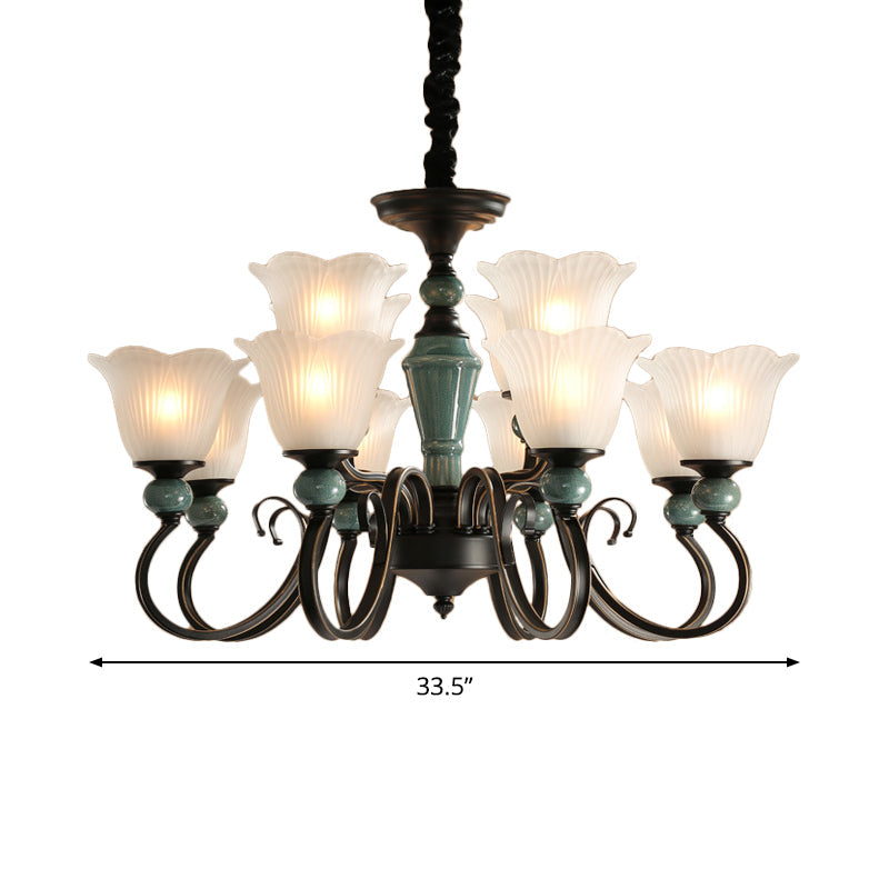 Farmhouse Blossom Up Chandelier 3/8/12 Heads Blackish Green - Rebooters