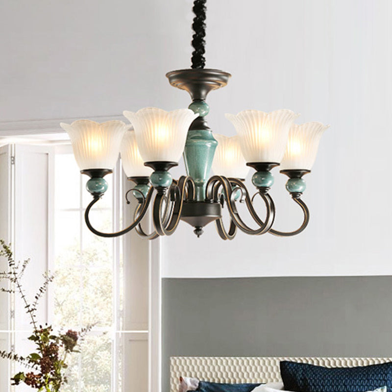Farmhouse Blossom Up Chandelier 3/8/12 Heads Blackish Green - Rebooters