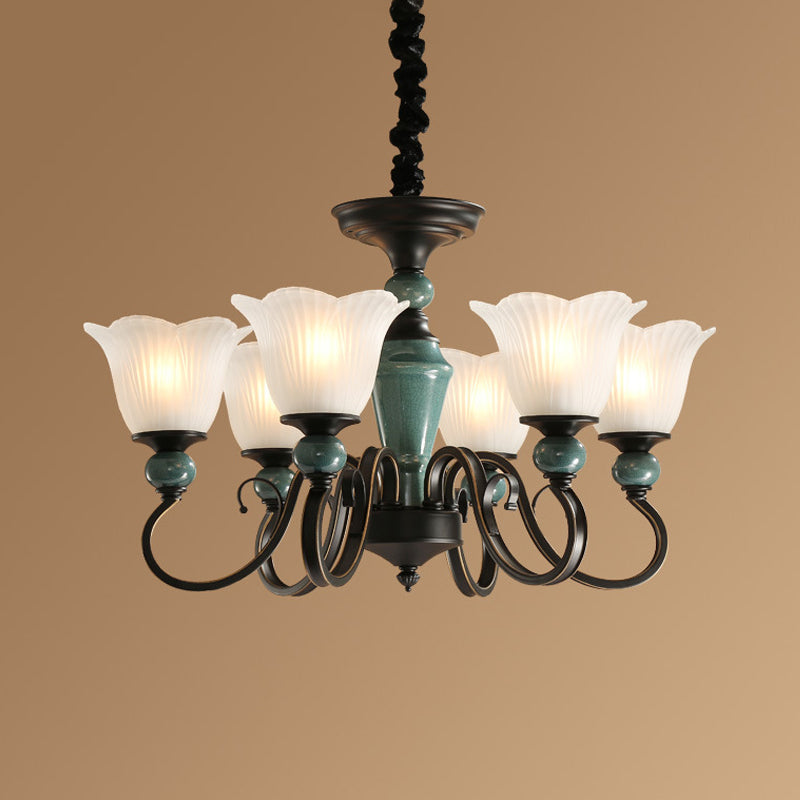 Farmhouse Blossom Up Chandelier 3/8/12 Heads Blackish Green - Rebooters