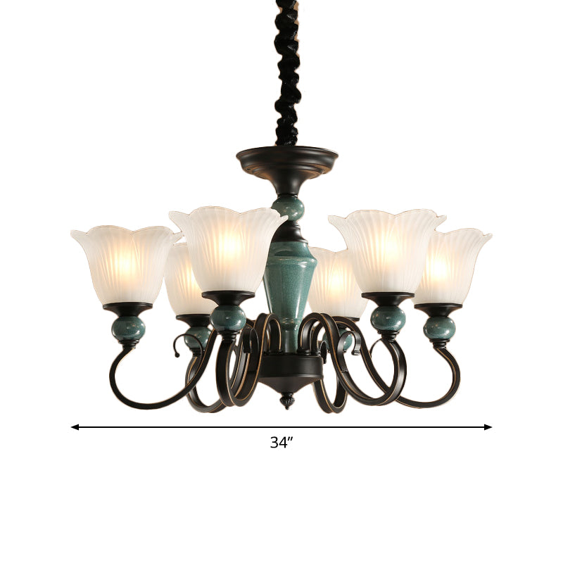 Farmhouse Blossom Up Chandelier 3/8/12 Heads Blackish Green - Rebooters