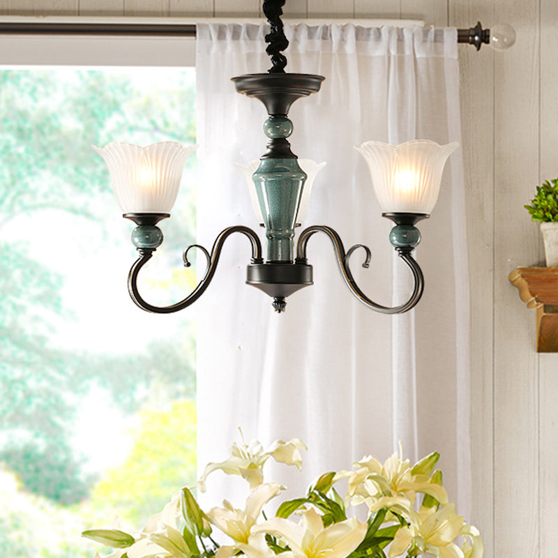 Farmhouse Blossom Up Chandelier 3/8/12 Heads Blackish Green - Rebooters