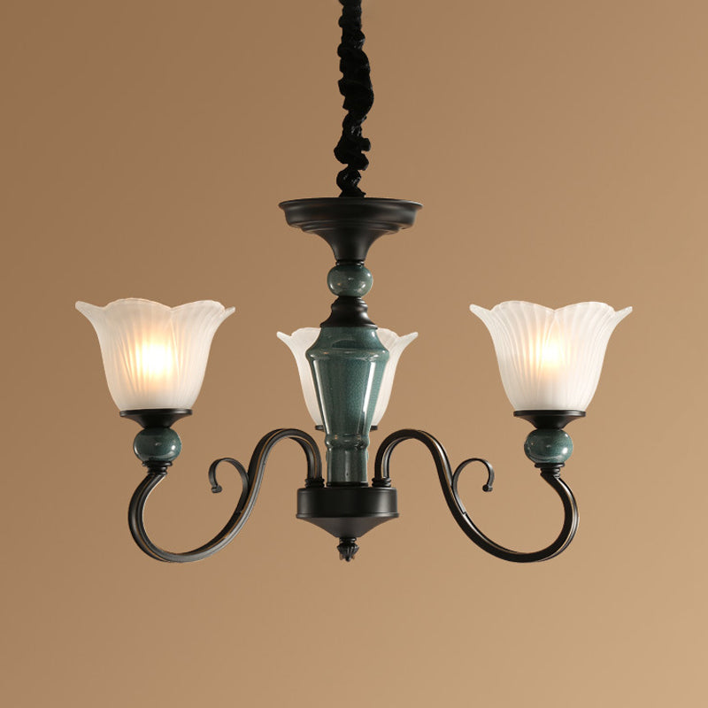 Farmhouse Blossom Up Chandelier 3/8/12 Heads Blackish Green - Rebooters