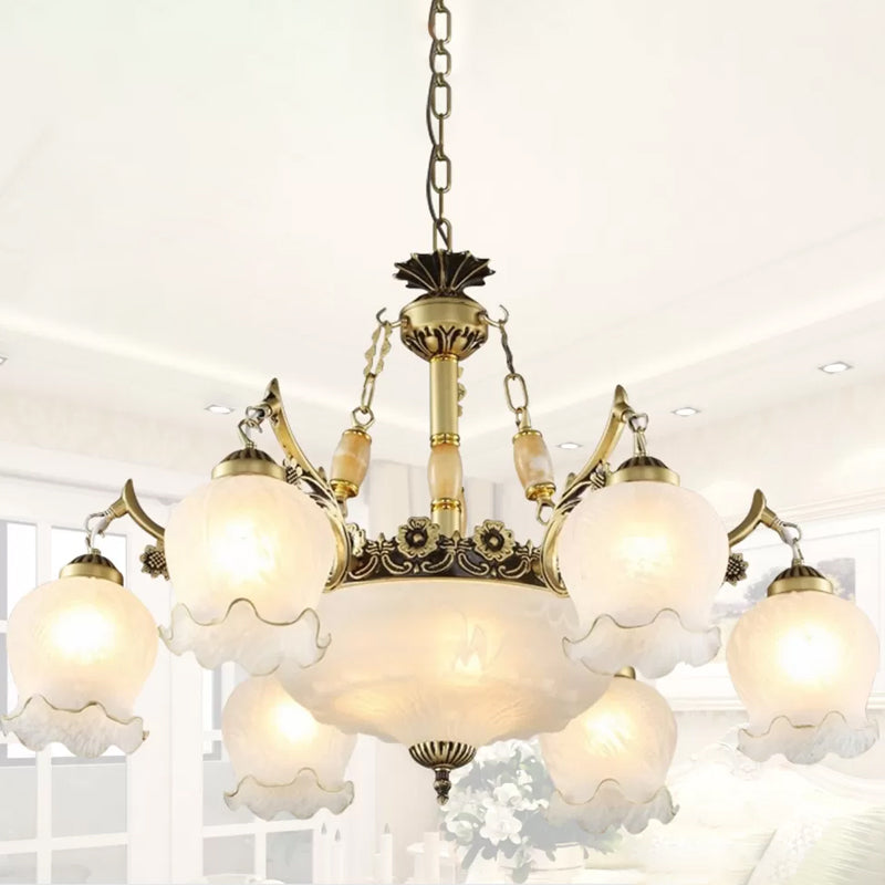 Traditional Floral Pendant Light Fixture 9-Bulb Chandelier - Rebooters