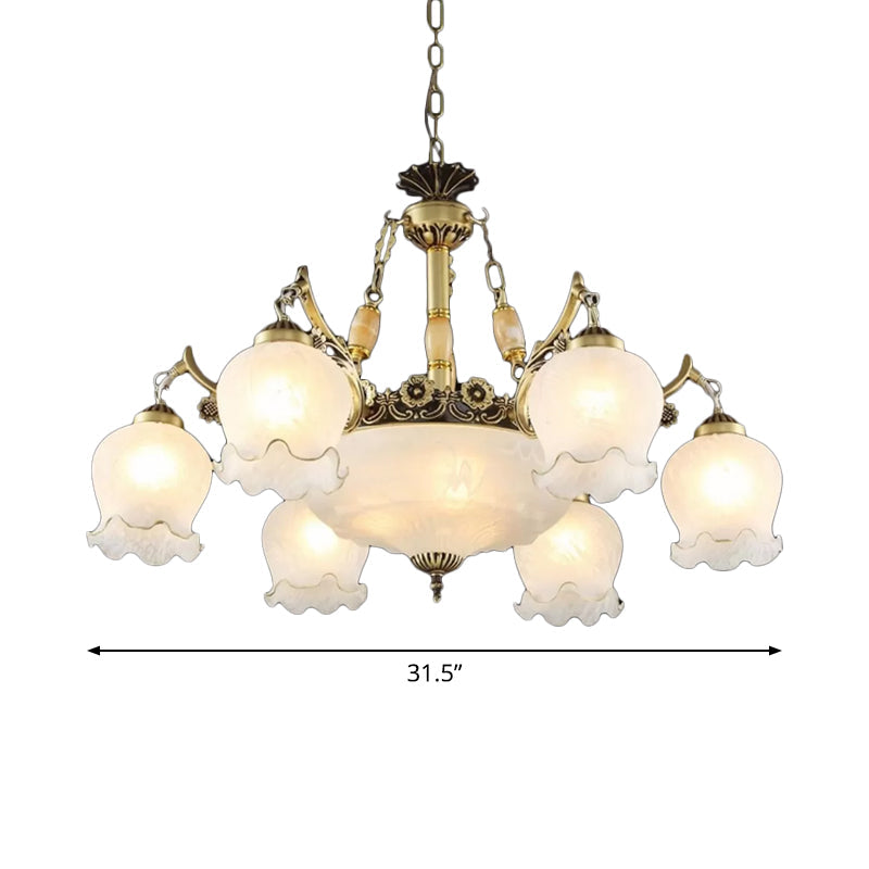 Traditional Floral Pendant Light Fixture 9-Bulb Chandelier - Rebooters