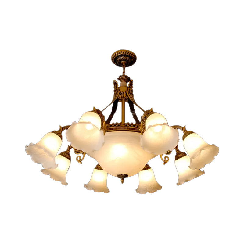 Flower Milky Glass Chandelier Lighting Farmhouse 11 Heads - Rebooters