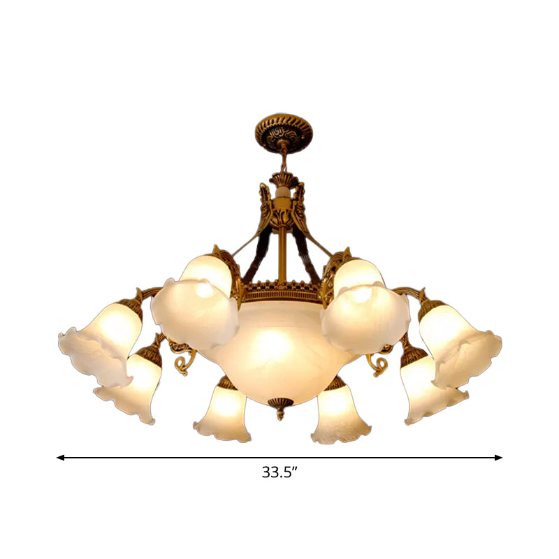Flower Milky Glass Chandelier Lighting Farmhouse 11 Heads - Rebooters