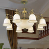 Rustic Carillon Chandelier Lighting 11 Heads White Glass Fixture - Rebooters