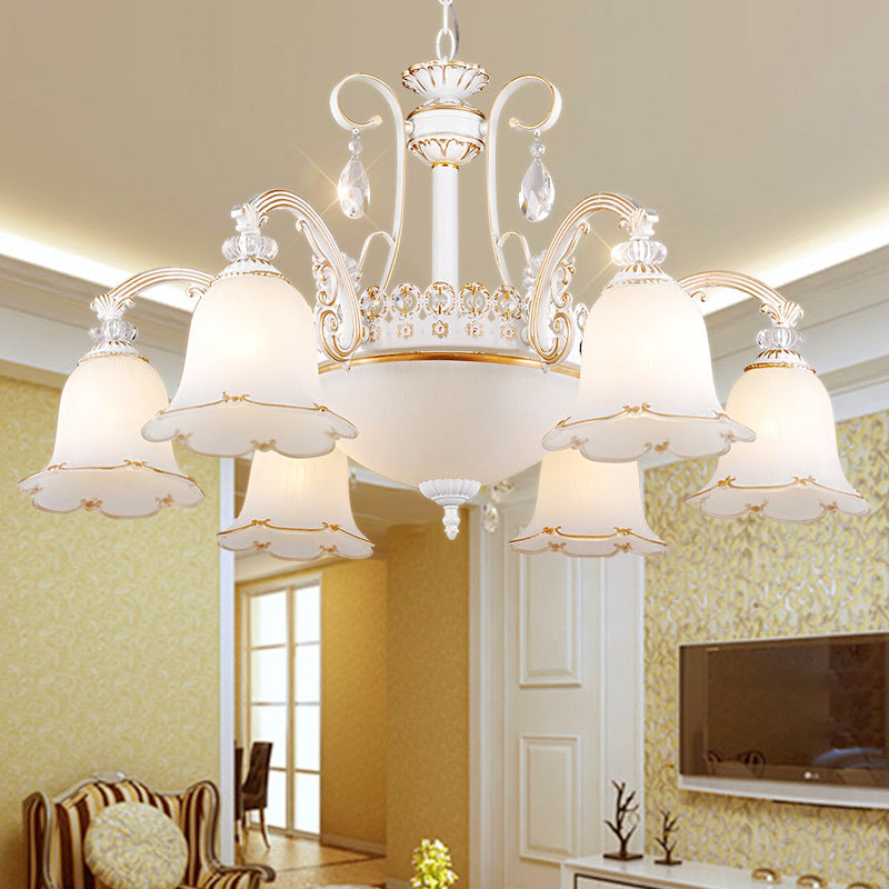 Floral Dining Room Up Down Hanging Light White Chandelier Lamp - Rebooters