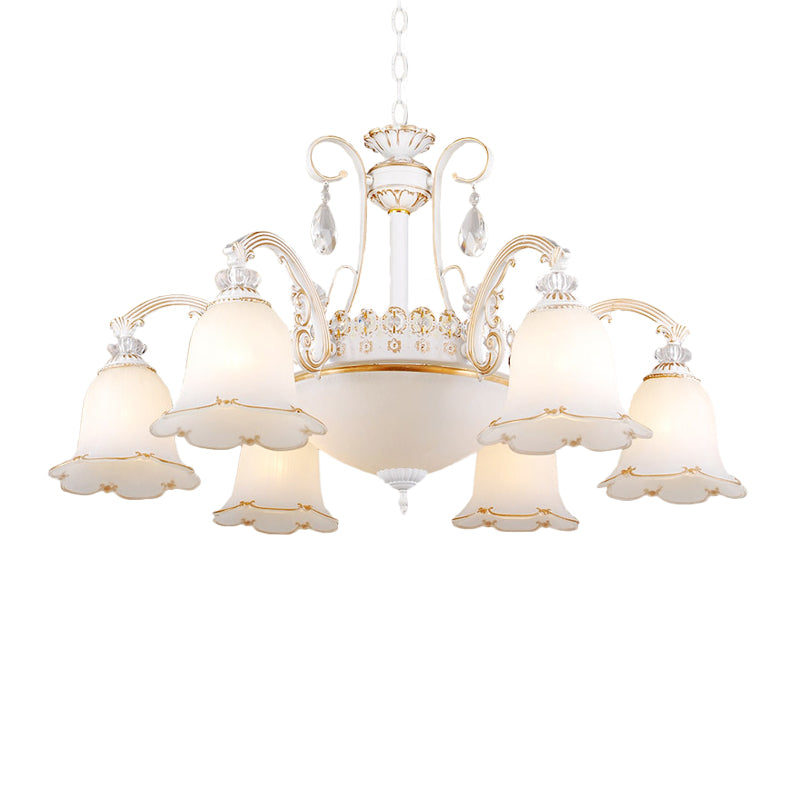 Floral Dining Room Up Down Hanging Light White Chandelier Lamp - Rebooters