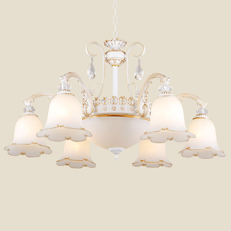 Floral Dining Room Up Down Hanging Light White Chandelier Lamp - Rebooters