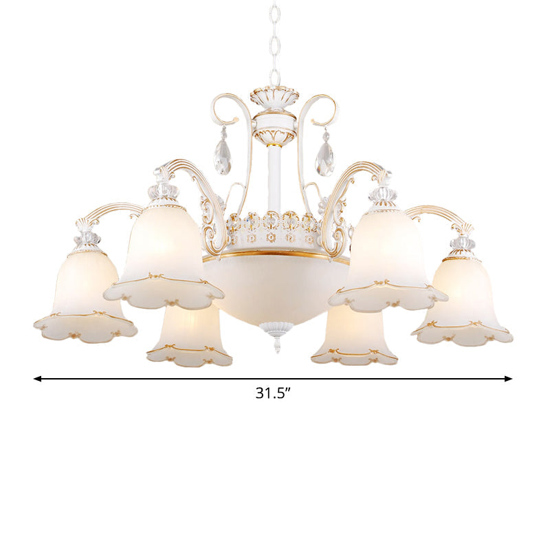 Floral Dining Room Up Down Hanging Light White Chandelier Lamp - Rebooters