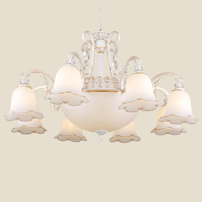 Floral Dining Room Up Down Hanging Light White Chandelier Lamp - Rebooters