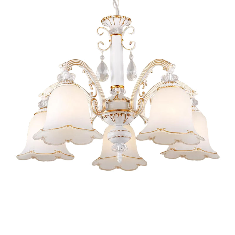 Floral Dining Room Up Down Hanging Light White Chandelier Lamp - Rebooters