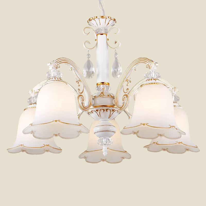 Floral Dining Room Up Down Hanging Light White Chandelier Lamp - Rebooters