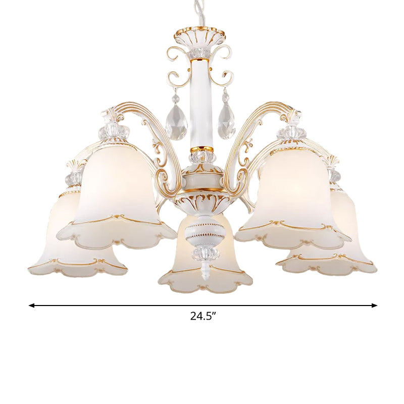 Floral Dining Room Up Down Hanging Light White Chandelier Lamp - Rebooters