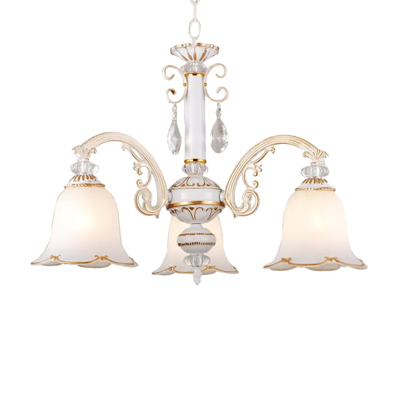 Floral Dining Room Up Down Hanging Light White Chandelier Lamp - Rebooters