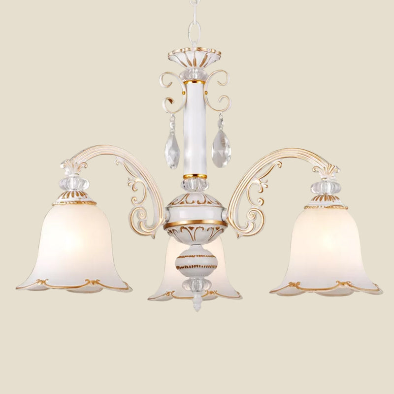 Floral Dining Room Up Down Hanging Light White Chandelier Lamp - Rebooters
