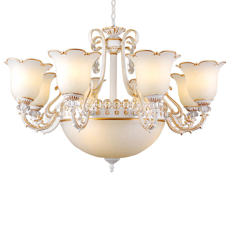 Floral Dining Room Up Down Hanging Light White Chandelier Lamp - Rebooters