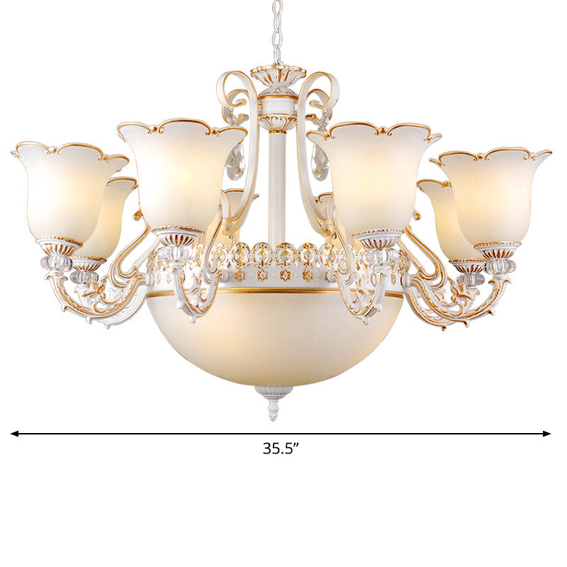 Floral Dining Room Up Down Hanging Light White Chandelier Lamp - Rebooters