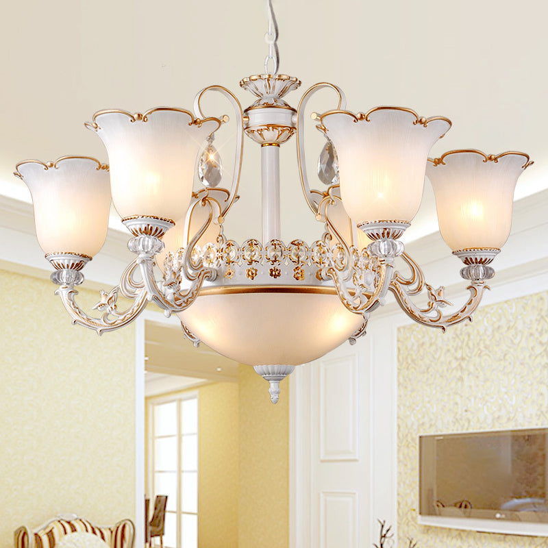 Floral Dining Room Up Down Hanging Light White Chandelier Lamp - Rebooters