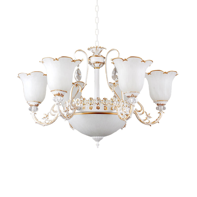 Floral Dining Room Up Down Hanging Light White Chandelier Lamp - Rebooters