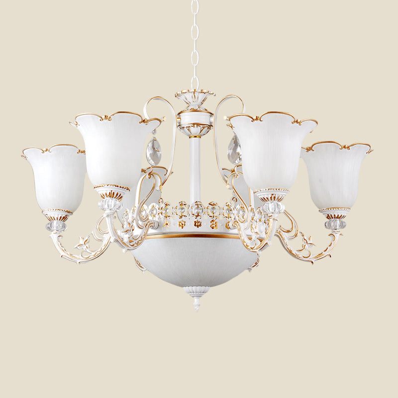Floral Dining Room Up Down Hanging Light White Chandelier Lamp - Rebooters