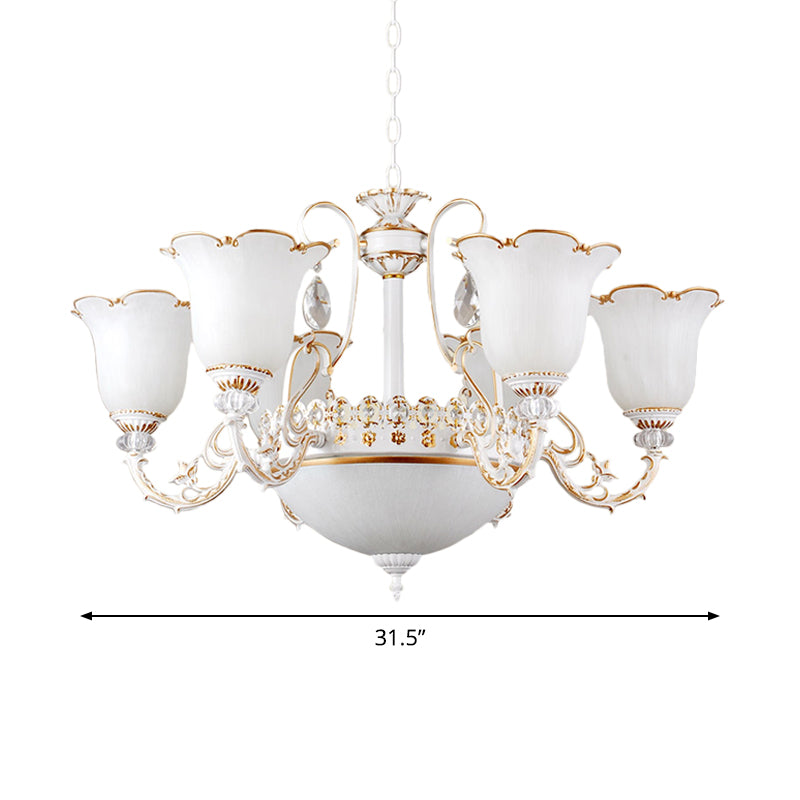 Floral Dining Room Up Down Hanging Light White Chandelier Lamp - Rebooters