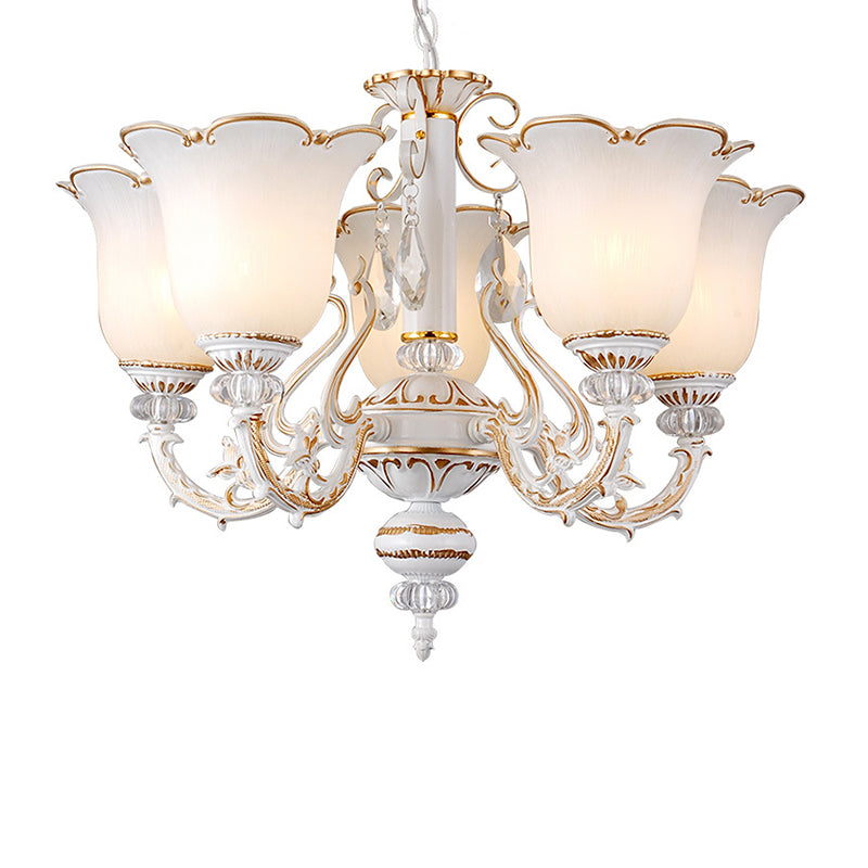 Floral Dining Room Up Down Hanging Light White Chandelier Lamp - Rebooters