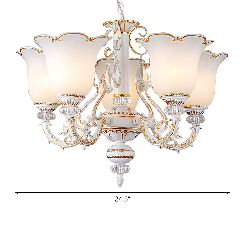 Floral Dining Room Up Down Hanging Light White Chandelier Lamp - Rebooters