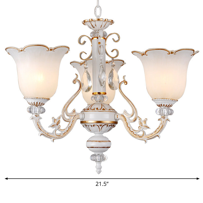 Floral Dining Room Up Down Hanging Light White Chandelier Lamp - Rebooters