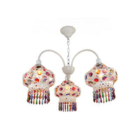 3-Head Beaded Lantern Chandelier Turkish White Red Ceiling Light - Rebooters