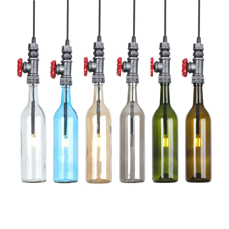 1 Light Pipe Hanging Industrial Pendant Lamp with Glass Shade - Rebooters