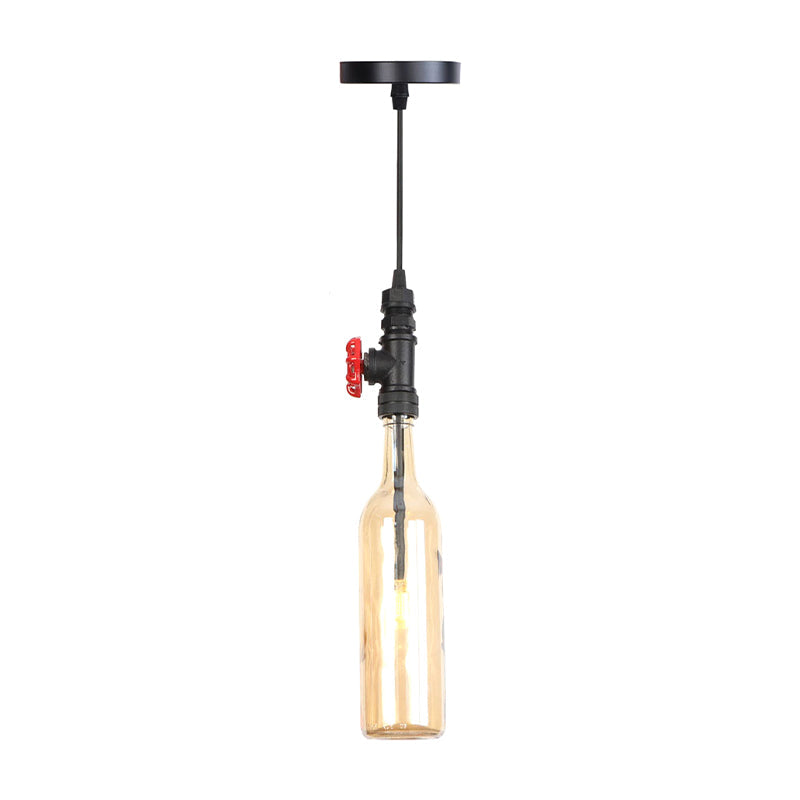 1 Light Pipe Hanging Industrial Pendant Lamp with Glass Shade - Rebooters