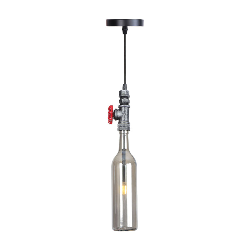 1 Light Pipe Hanging Industrial Pendant Lamp with Glass Shade - Rebooters