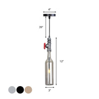 1 Light Pipe Hanging Industrial Pendant Lamp with Glass Shade - Rebooters