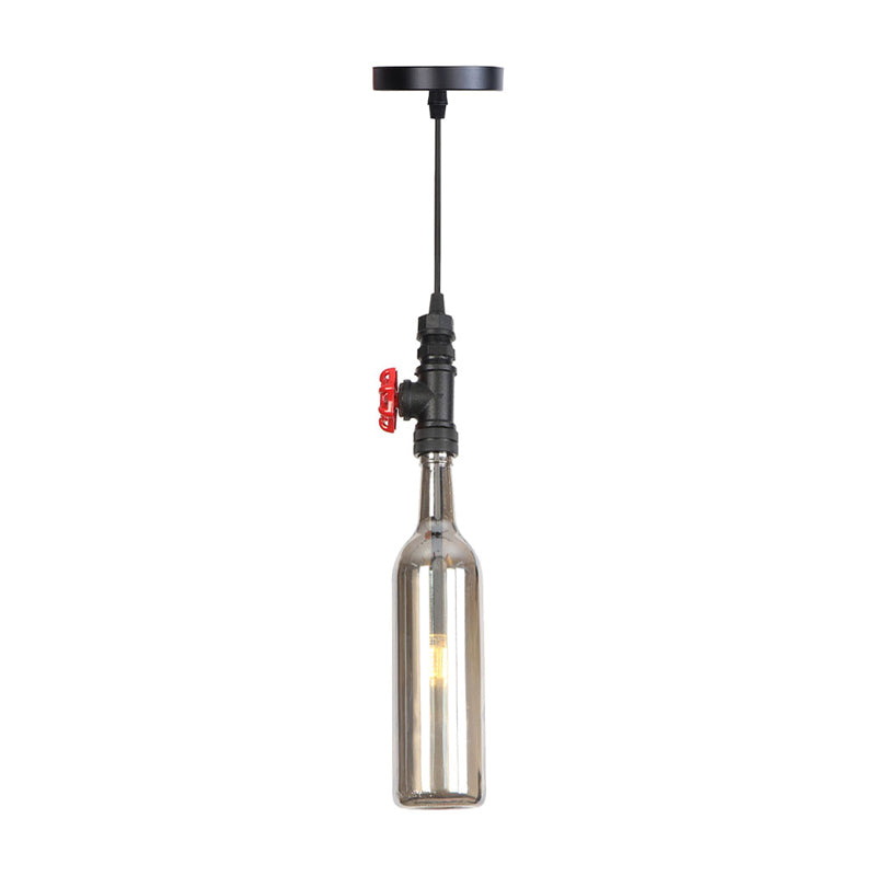 1 Light Pipe Hanging Industrial Pendant Lamp with Glass Shade - Rebooters