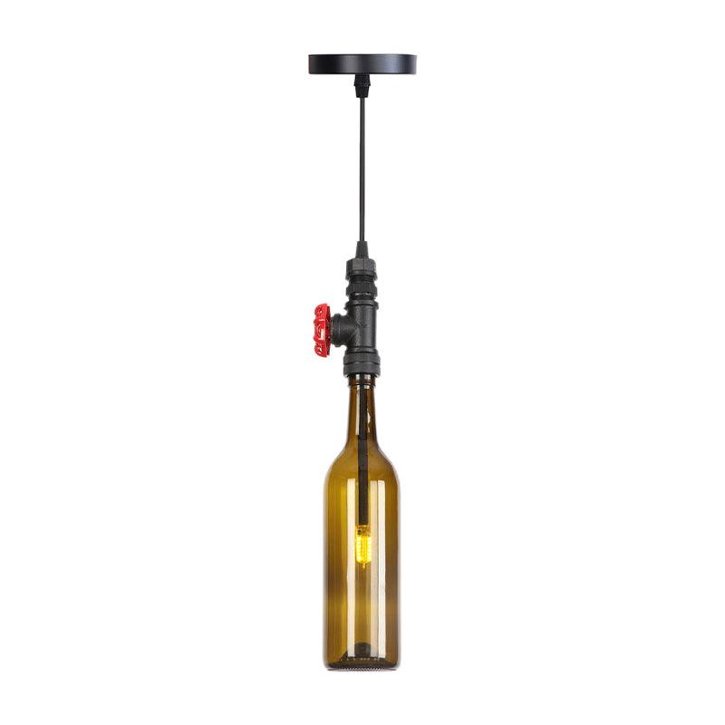 1 Light Pipe Hanging Industrial Pendant Lamp with Glass Shade - Rebooters