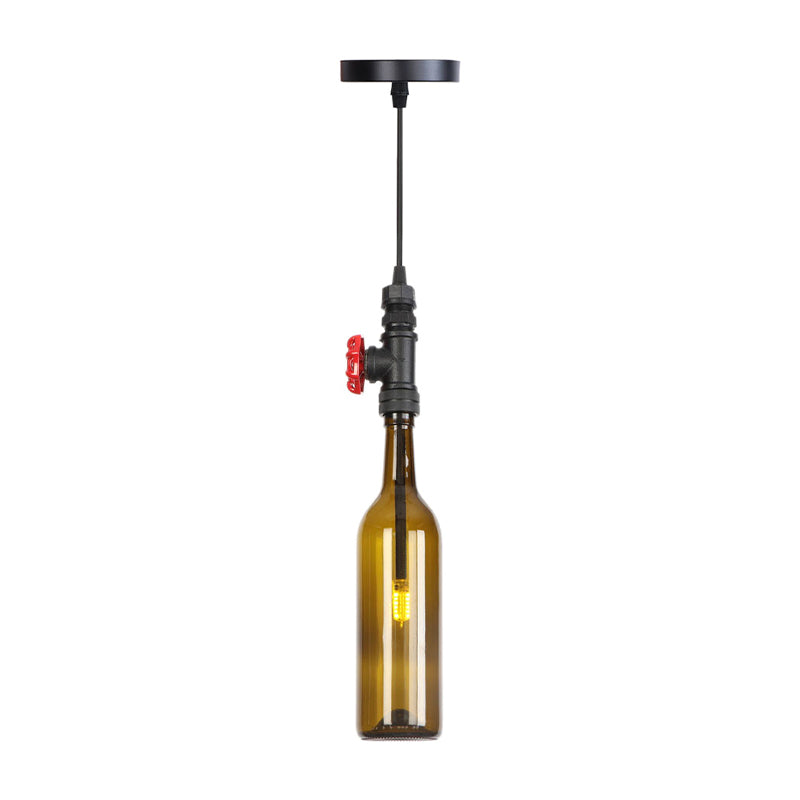 1 Light Pipe Hanging Industrial Pendant Lamp with Glass Shade - Rebooters