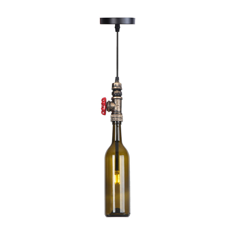 1 Light Pipe Hanging Industrial Pendant Lamp with Glass Shade - Rebooters