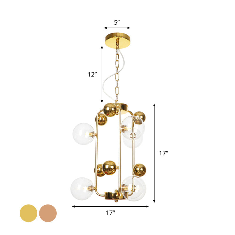 Copper Gold Finish Ball Hanging Chandelier 6 8 10 Heads - Rebooters