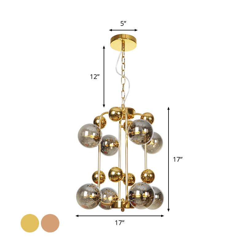 Copper Gold Finish Ball Hanging Chandelier 6 8 10 Heads - Rebooters