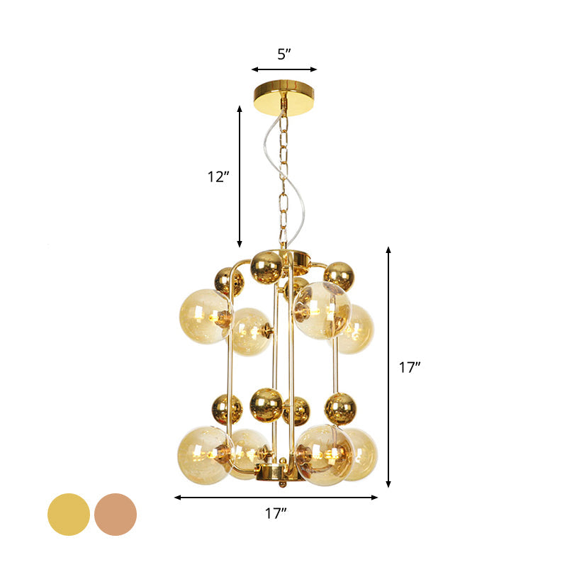 Copper Gold Finish Ball Hanging Chandelier 6 8 10 Heads - Rebooters