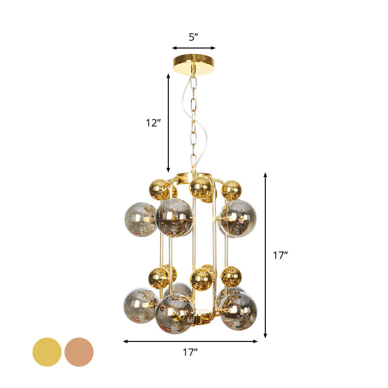 Copper Gold Finish Ball Hanging Chandelier 6 8 10 Heads - Rebooters