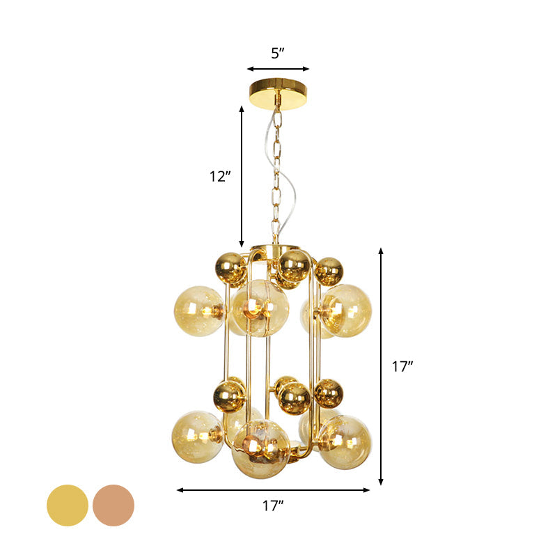 Copper Gold Finish Ball Hanging Chandelier 6 8 10 Heads - Rebooters