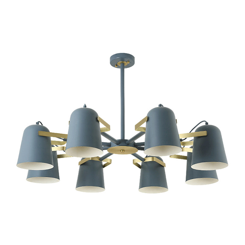 Metal Bucket Shade Chandelier Living Room Eight Lights Kids Light - Rebooters