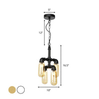 4 Bulbs Chandelier Pendant Lighting Vintage Water Pipe Amber Clear Glass LED Lamp Kit - Rebooters