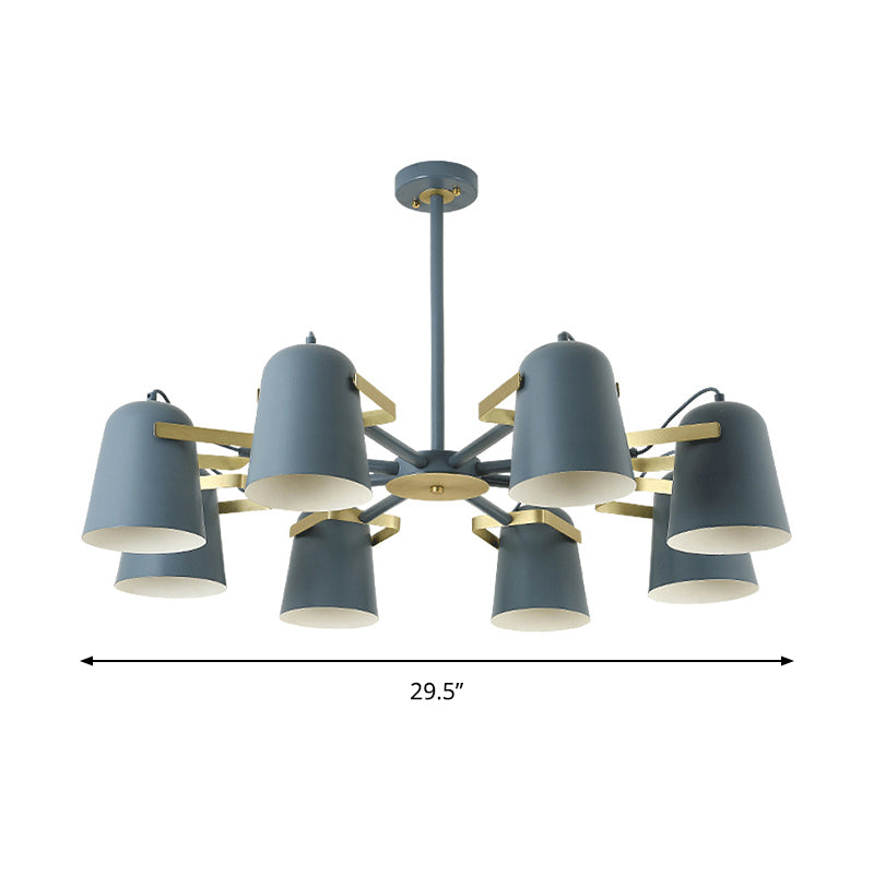 Metal Bucket Shade Chandelier Living Room Eight Lights Kids Light - Rebooters