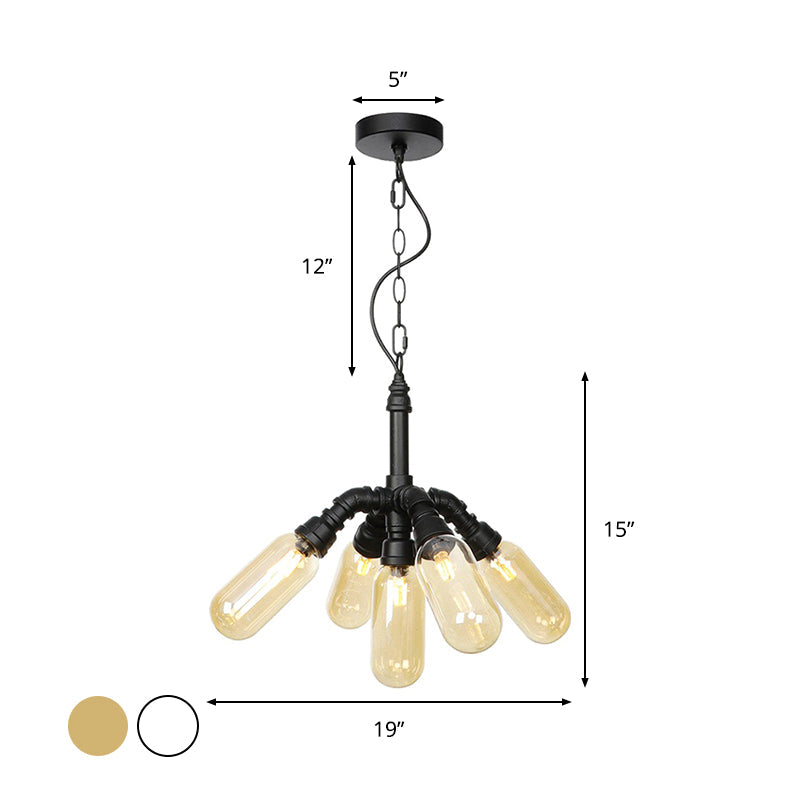 Piping Dining Room Hanging Lighting Industrial Glass Chandelier - Rebooters