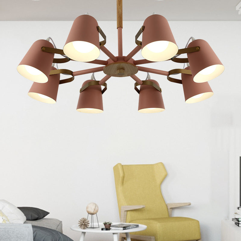 Metal Bucket Shade Chandelier Living Room Eight Lights Kids Light - Rebooters
